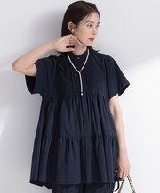 【接触冷感】スーパーライトストレッチティアード ブラウス