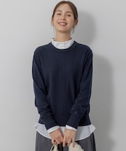 コットンカシミヤMIX刺繍入りニット