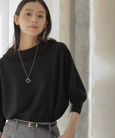 【加藤ローサさん着用・新色追加・前後着用可】スムースストレッチロールネック ニット