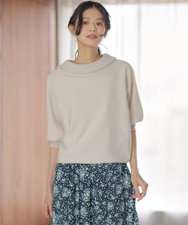 【加藤ローサさん着用・新色追加・前後着用可】スムースストレッチロールネック ニット