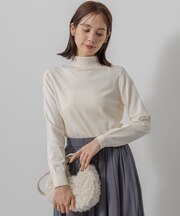【前後着用可】スムースストレッチタートル ニット
