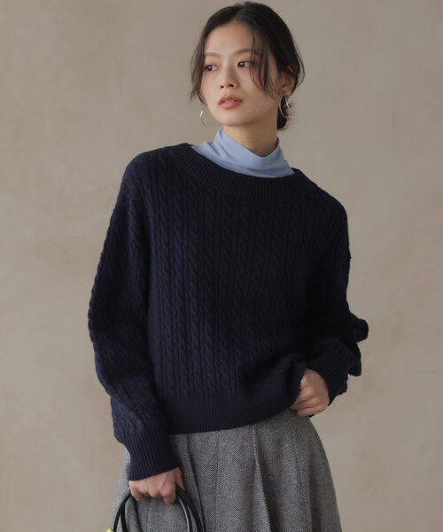 コットンカシミヤMIX ケーブル ニット|クミキョクの通販|&mall コットンカシミヤMIX ケーブル ニット|クミキョクの通販|&mall