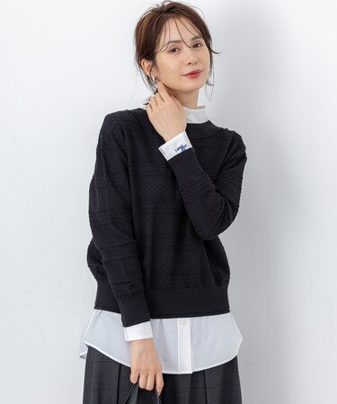 編み柄ディテールニット