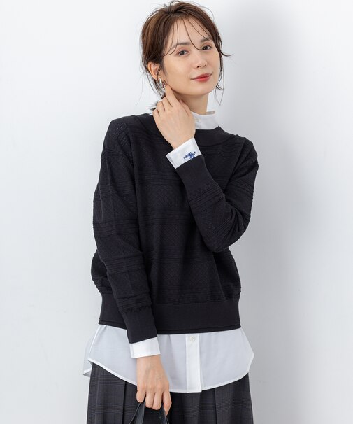 編み柄ディテールニット