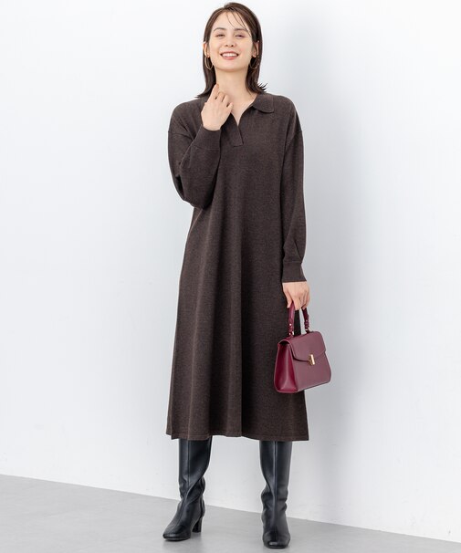 【加藤ローサさん着用】スキッパーニット ワンピース