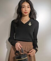 ラメリブポロ襟 ニット