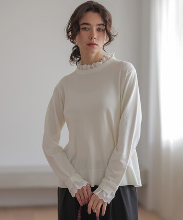 【WEB限定】レースフリルスタンド ニット