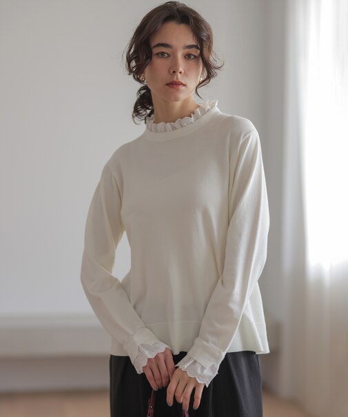 【WEB限定】レースフリルスタンド ニット