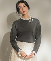 【WEB限定】レースフリルスタンド ニット