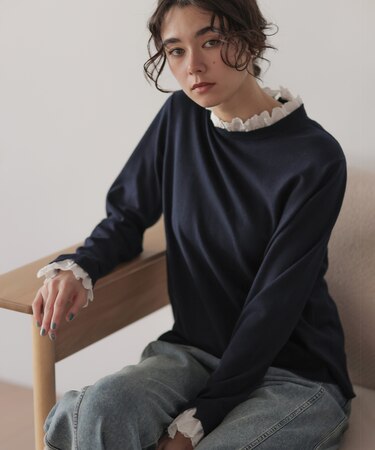 【WEB限定】レースフリルスタンド ニット