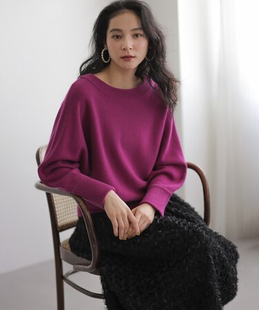 【加藤ローサさん着用】ウールカシミヤミックスボートネック ニット