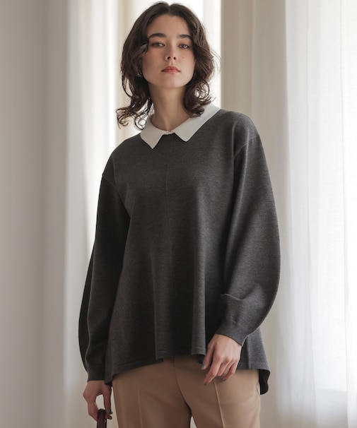 襟付きチュニック プルオーバー
