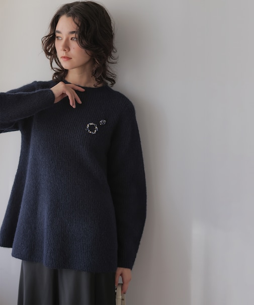 へアリーヤーン フレア ニット