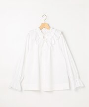 【2WAY】エアリーシャーティングフリル襟 ブラウス