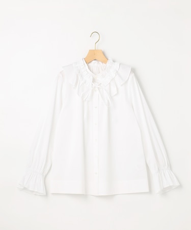 【2WAY】エアリーシャーティングフリル襟 ブラウス