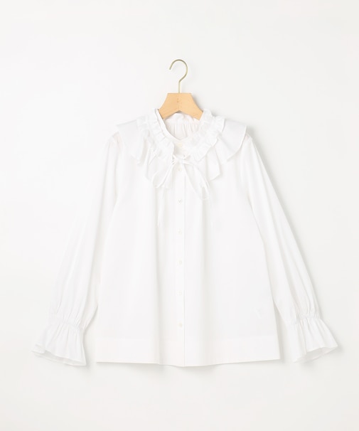 【2WAY】エアリーシャーティングフリル襟 ブラウス