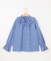 【2WAY】エアリーシャーティングフリル襟 ブラウス