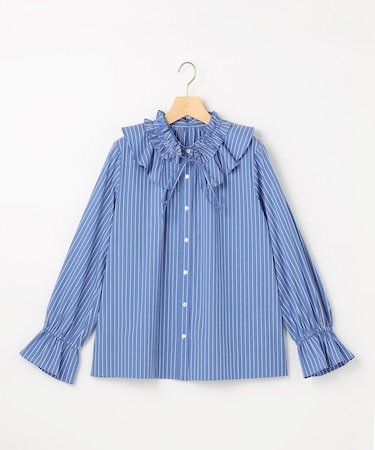 【2WAY】エアリーシャーティングフリル襟 ブラウス