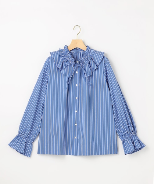 【2WAY】エアリーシャーティングフリル襟 ブラウス