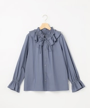 【2WAY】エアリーシャーティングフリル襟 ブラウス