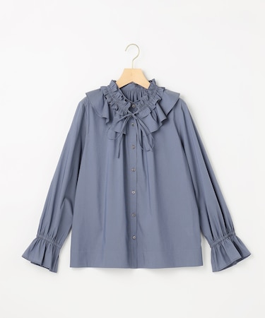 【2WAY】エアリーシャーティングフリル襟 ブラウス