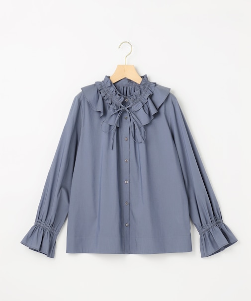 【2WAY】エアリーシャーティングフリル襟 ブラウス