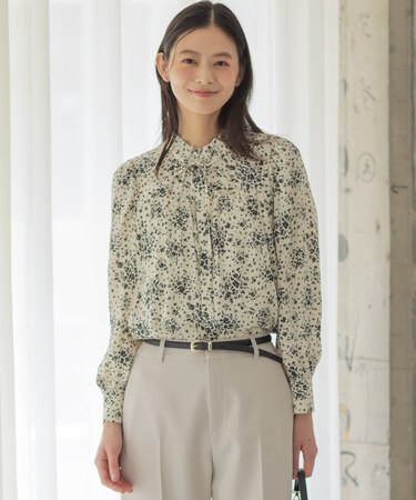 モザイクフラワープリント ブラウス