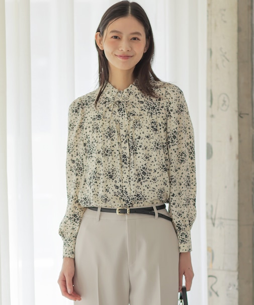 モザイクフラワープリント ブラウス