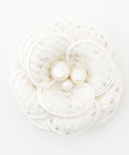 トリミングツイードコサージュ