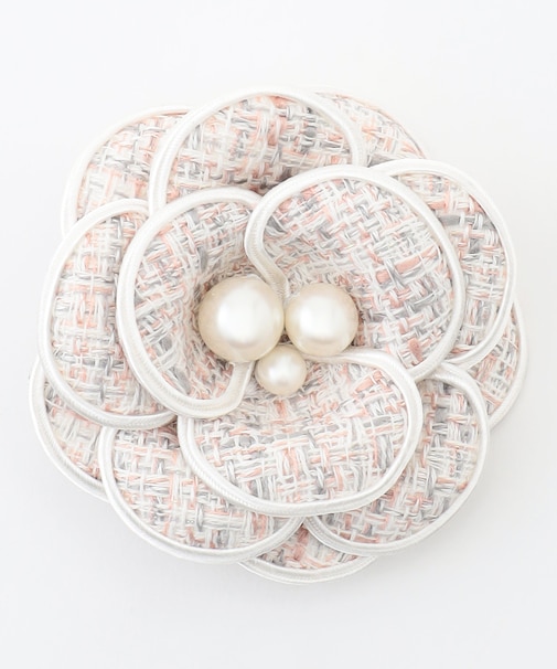 トリミングツイードコサージュ