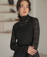 【WEB限定】フラワーチュールタートルネック カットソー