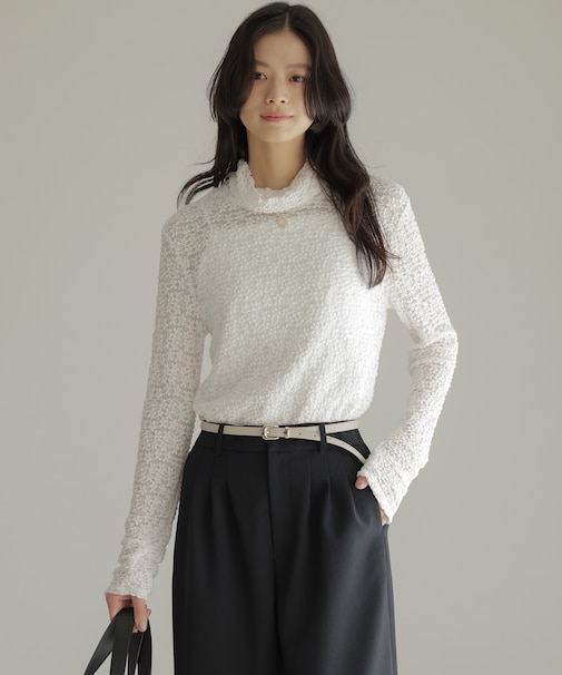 【WEB限定】フラワーチュールタートルネック カットソー