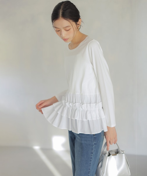 フリルシャツコンビ ロングTシャツ