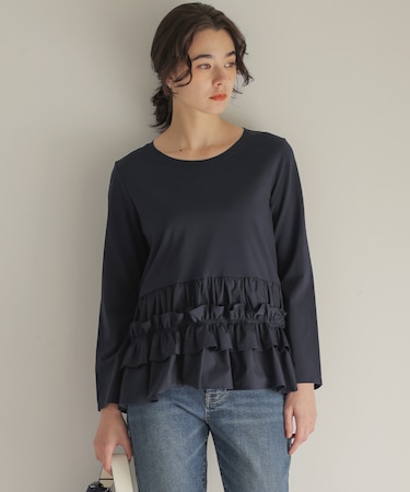 フリルシャツコンビ ロングTシャツ