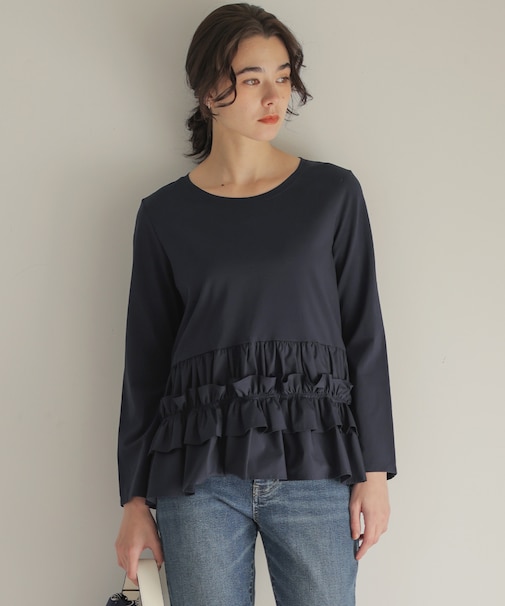 フリルシャツコンビ ロングTシャツ