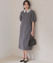 【2WAY】レース襟フレンチテリー ワンピース