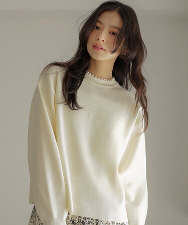 【WEB限定】パール釦畦ニット プルオーバー