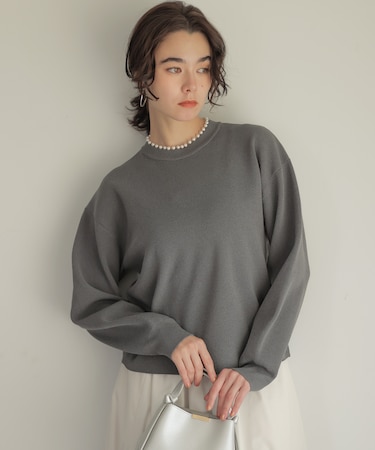 【WEB限定】パール釦畦ニット プルオーバー