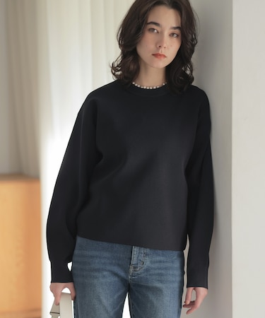 【WEB限定】パール釦畦ニット プルオーバー