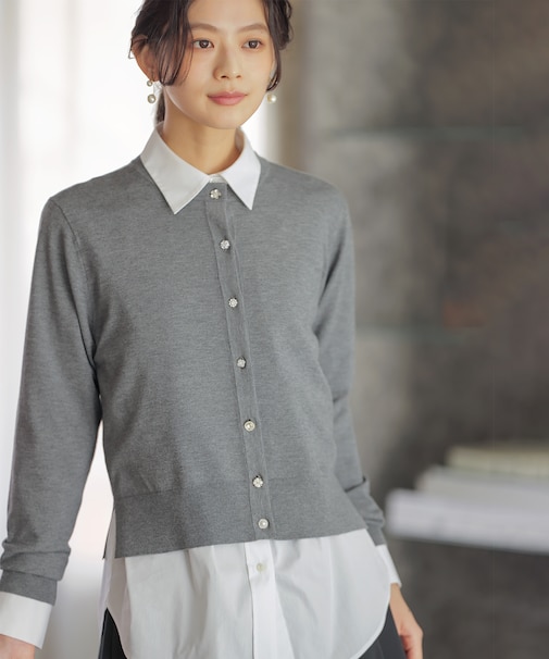 アトランダムビジューボタンカーディガン