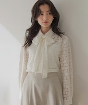 【WEB限定】フラワーラッセルレースシャツライク ブラウス