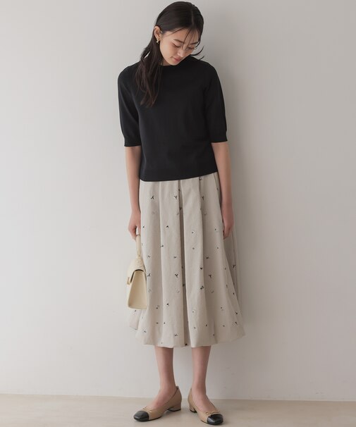 【WEB限定】ミニフラワーエンブロイダリー スカート