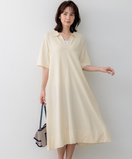 クリアストレッチスキッパーニット ワンピース