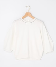 【WEB限定】クリアストレッチビジューレーン6分袖 ニット