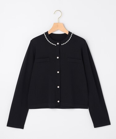 【WEB限定】クリアストレッチビジューレーン カーディガン