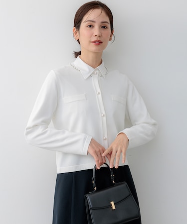 【WEB限定】クリアストレッチビジューレーン カーディガン