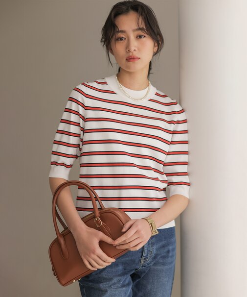 マイラックカラー 6分袖 ニット