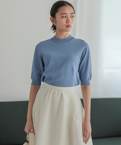 マイラックカラー 6分袖 ニット