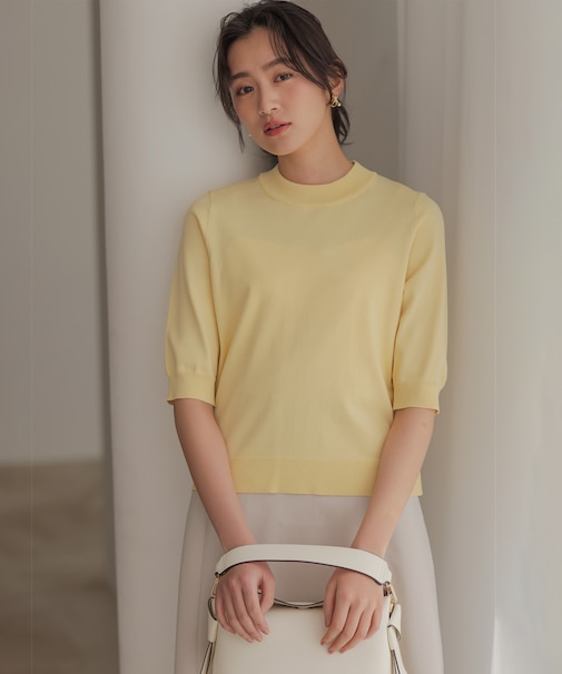 マイラックカラー 6分袖 ニット