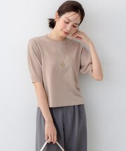 シアー ニット５分袖 プルオーバー